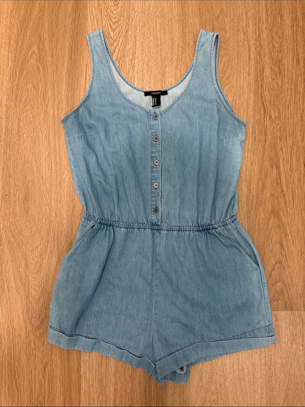 Forever 21 Light Wash Denim Romper